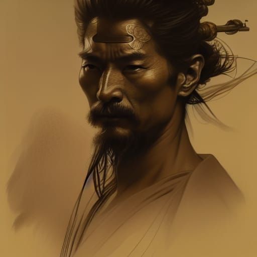 Peaceful Samurai Portrait in Artstation Style