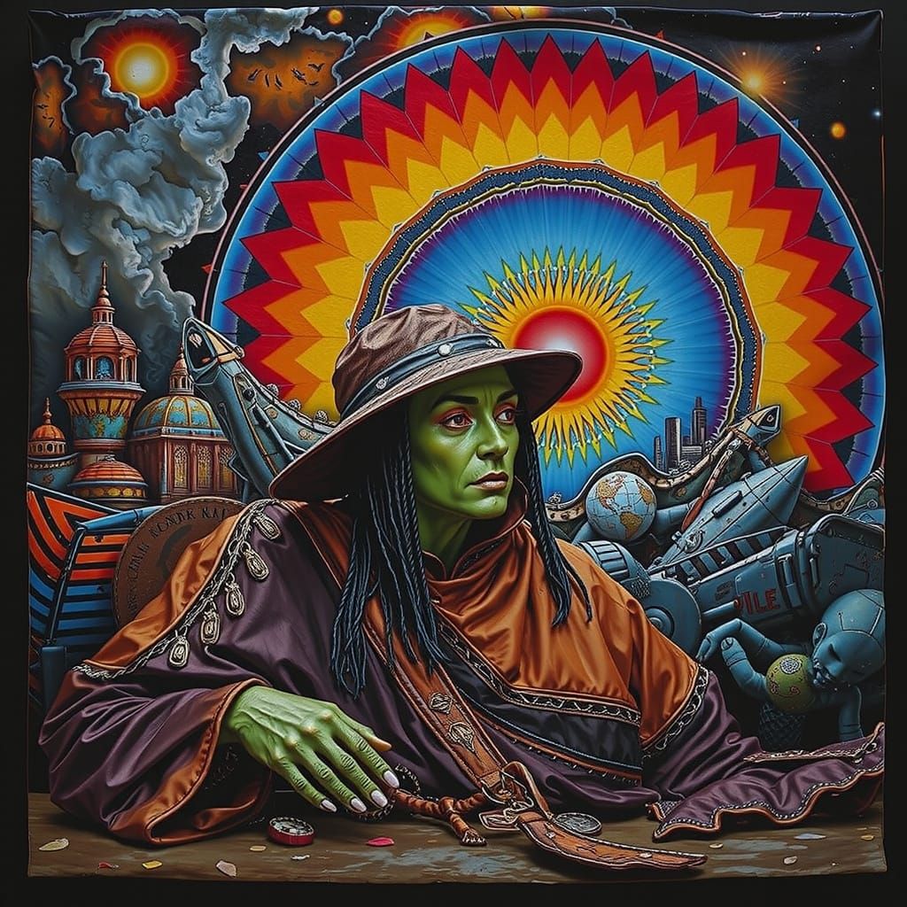 Neon Futuristic City Under a Cosmic Sunset