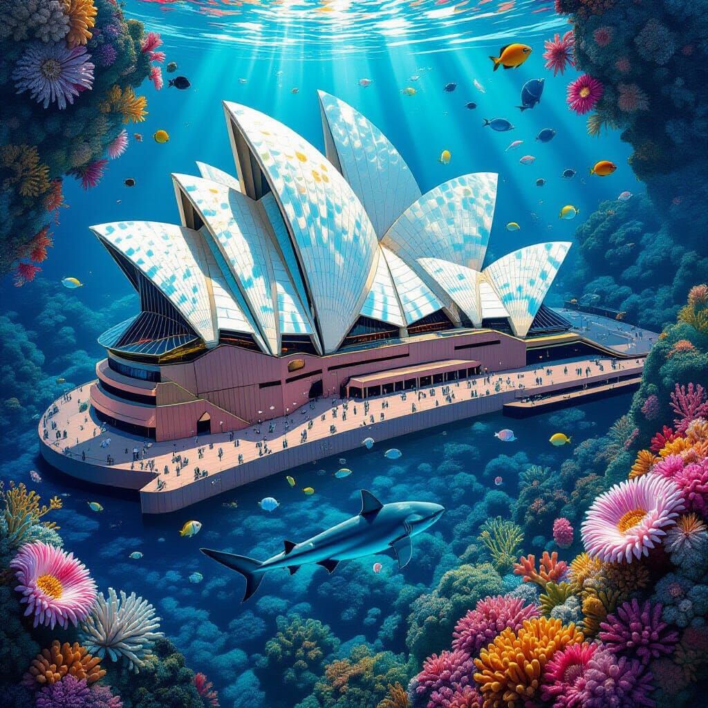 Sydney Opera House Reimagined as Vibrant Coral Reef