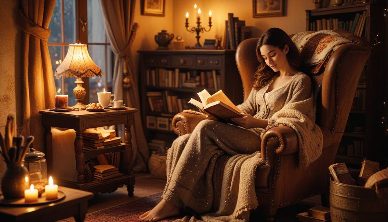 Cozy Reading Nook in Pixar Animation Style