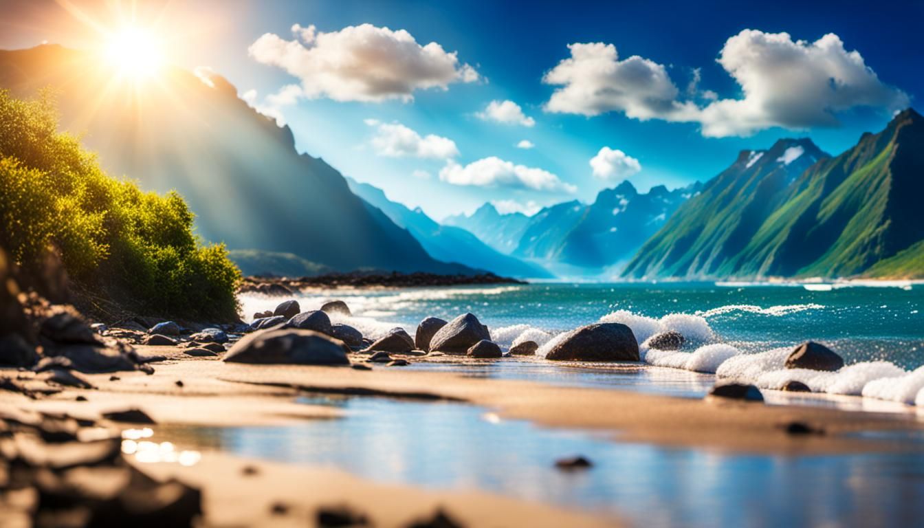 Epic Natural Landscape with Mountains and Ocean