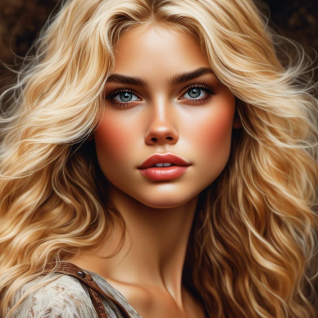 Beautiful Woman in Hawaiian Shirt, Hyperrealistic Portrait