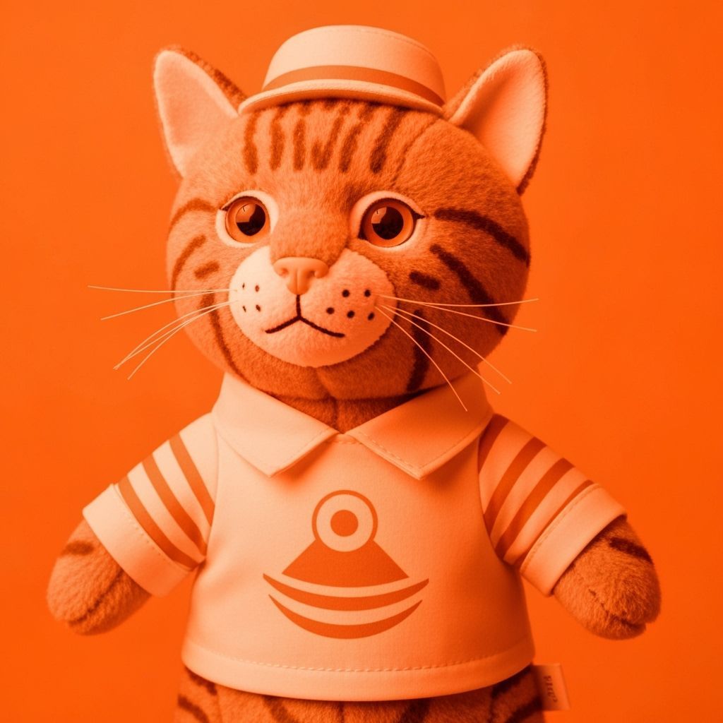 Orange Tabby Cat Plushy in Nautical Shirt