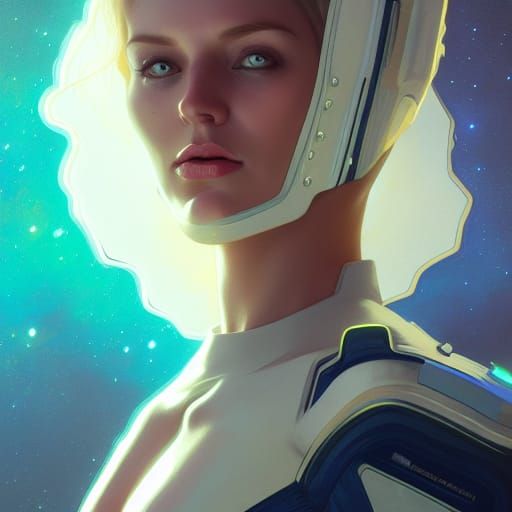 Blonde in Spacesuit: Hyperdetailed Art Portrait