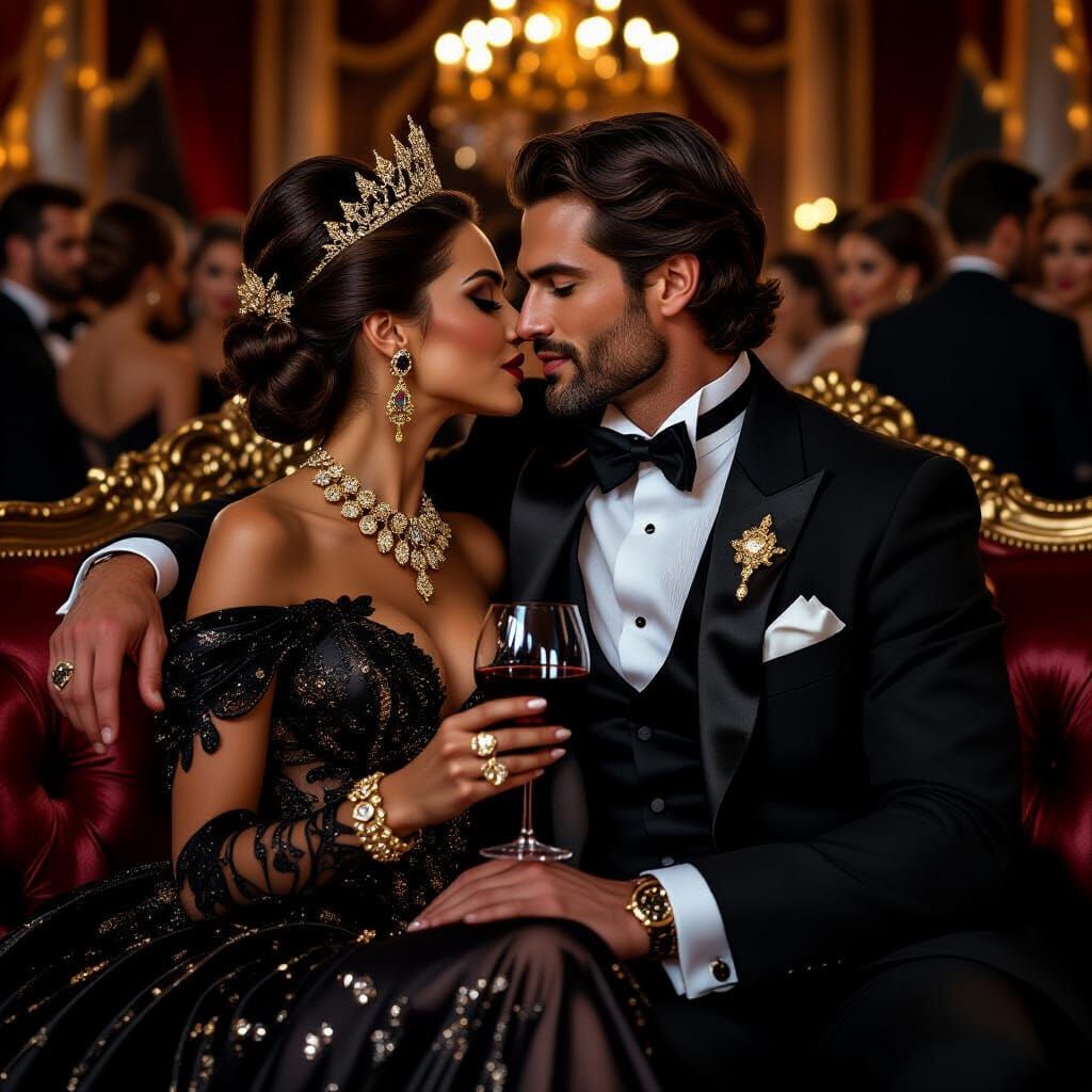 Villainous Princess in Black at Opulent Gala