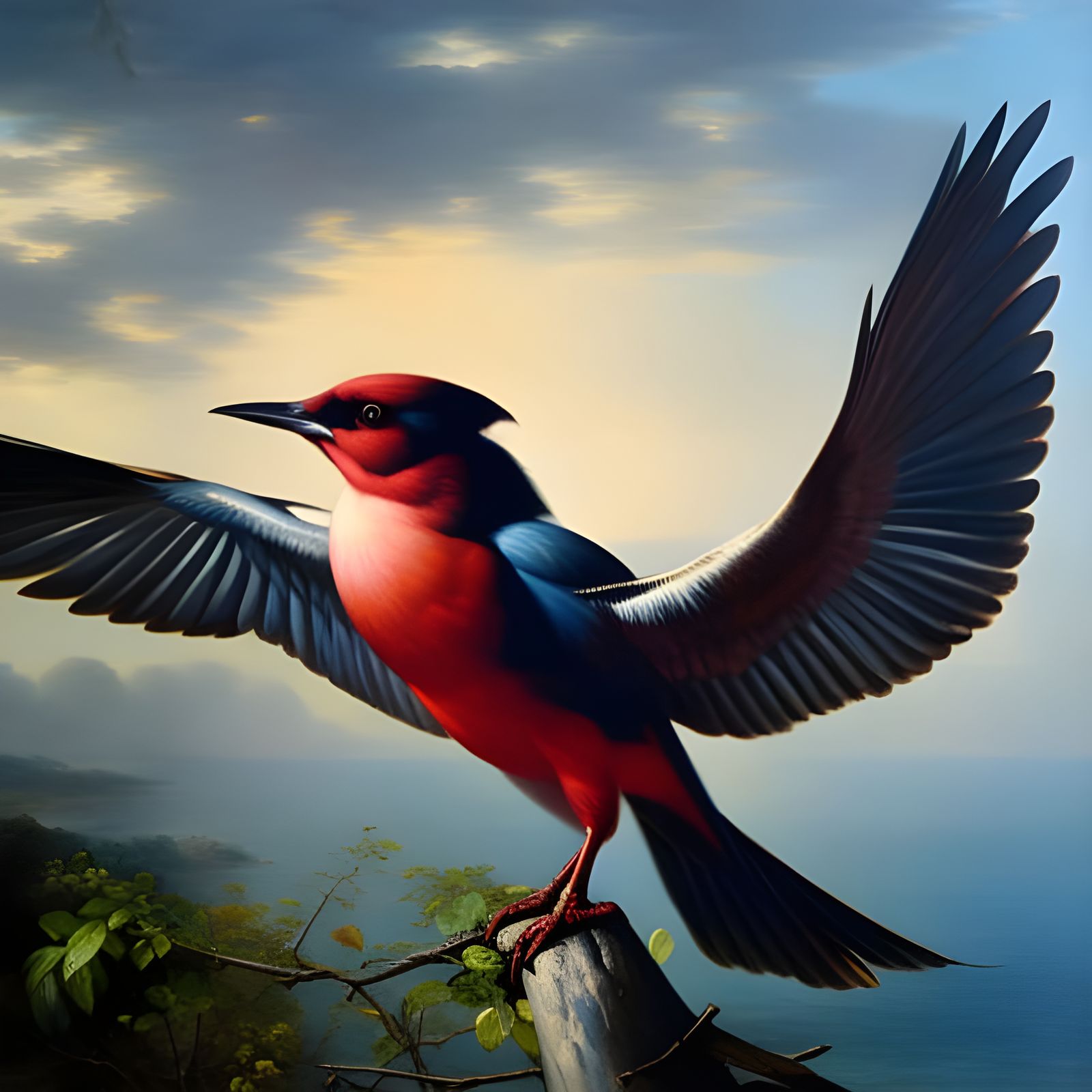 Birds Eating Raspberries: Masterpiece Oil Painting