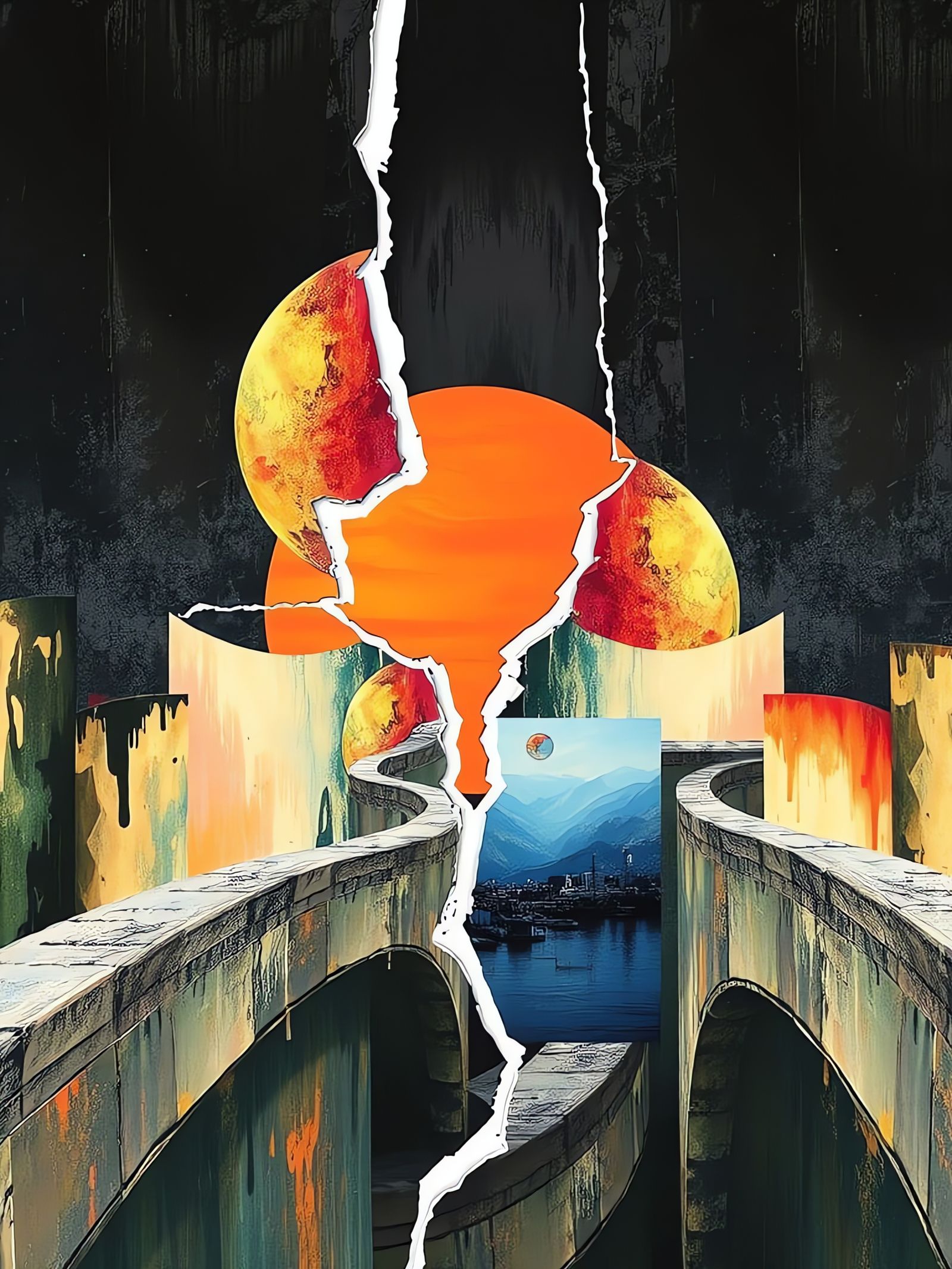 Abstract Digital Art of Corrupted and Broken Landscapes