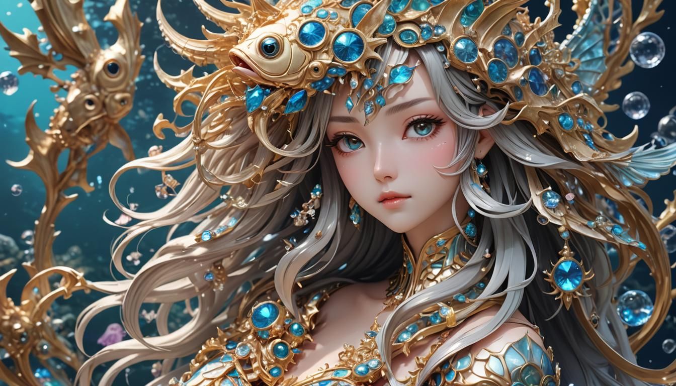 Jeweled Fish in Anime-Inspired Ocean Fantasy