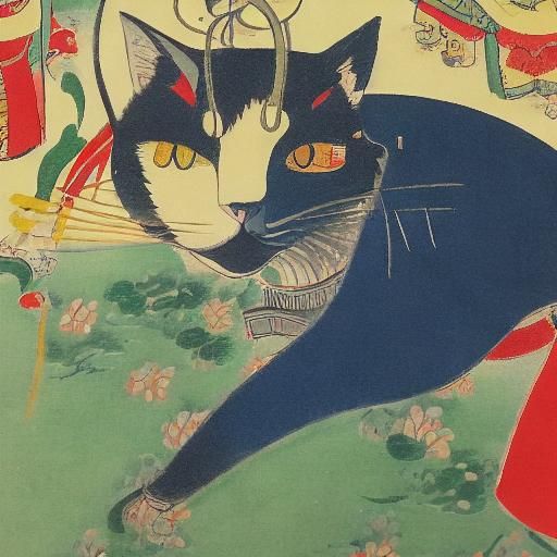Samurai Cat Ukiyo-e Print