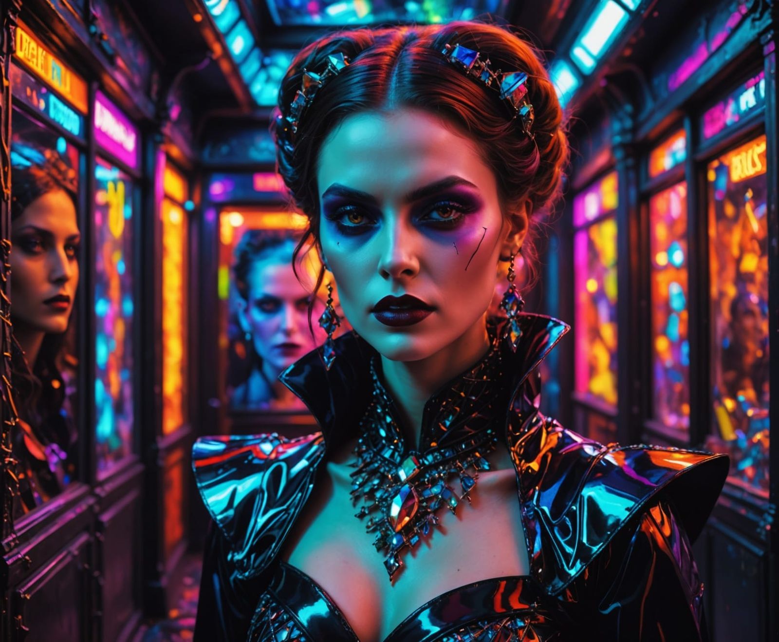 Vampire Queen in Luxury Fashion with Prism Effect