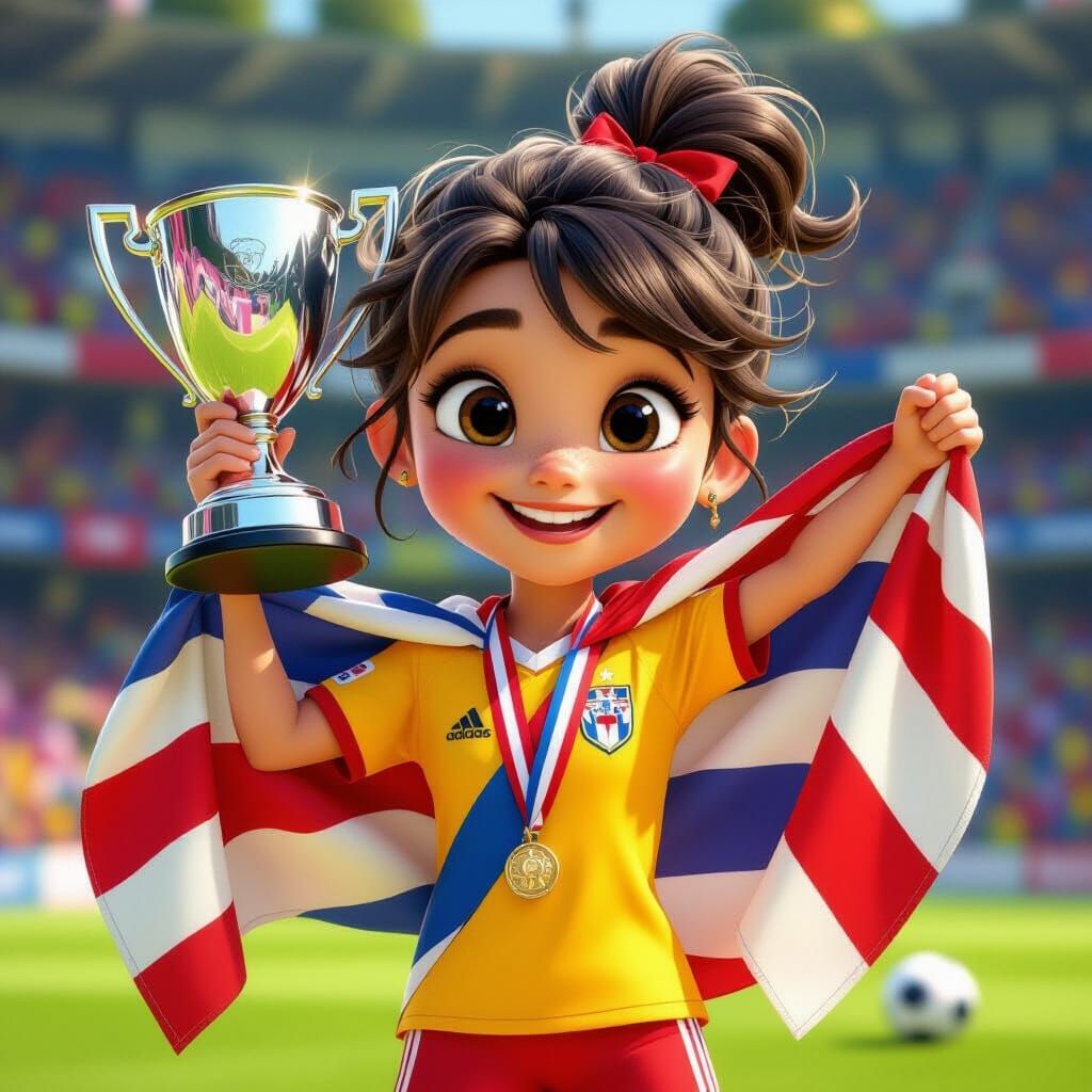 Soccer Star Celebrates: Pixar-Style 3D Render