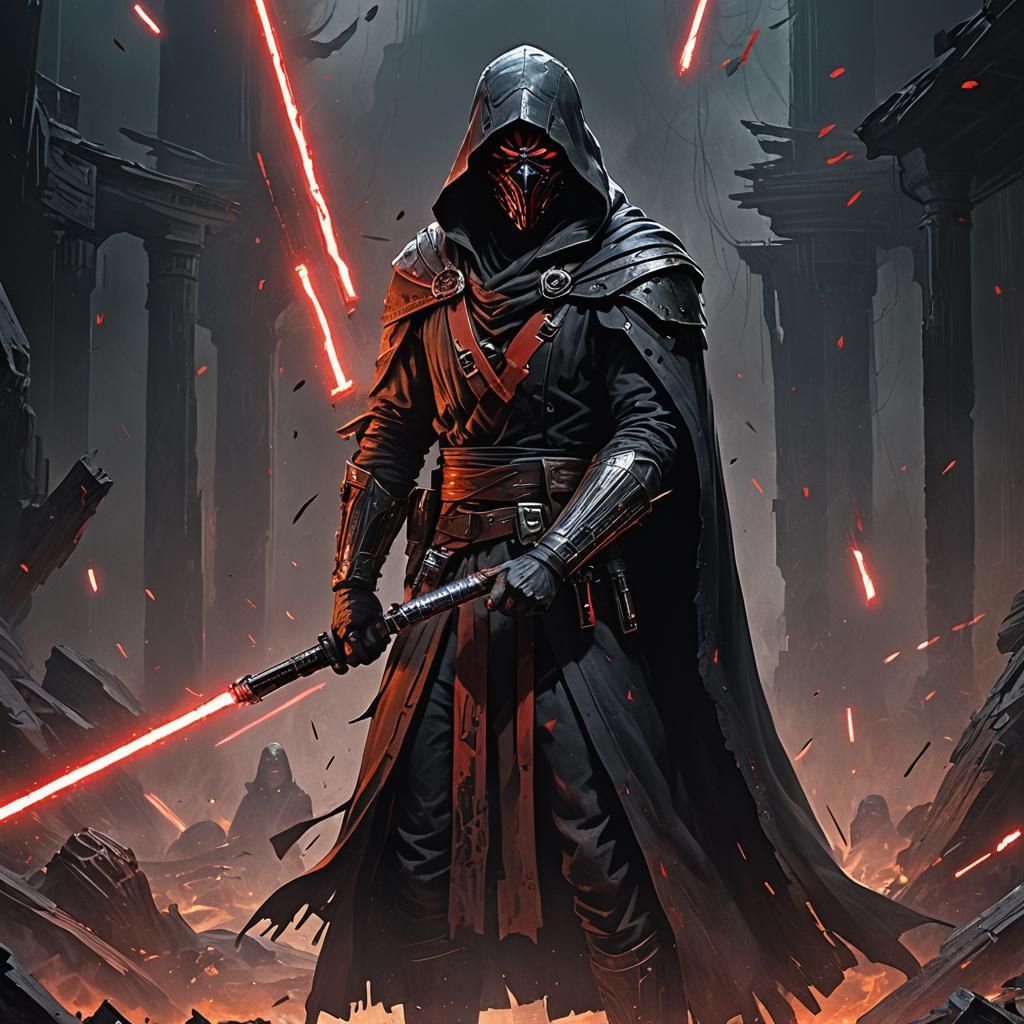 Ash Williams as a Sith Lord with Lightsaber