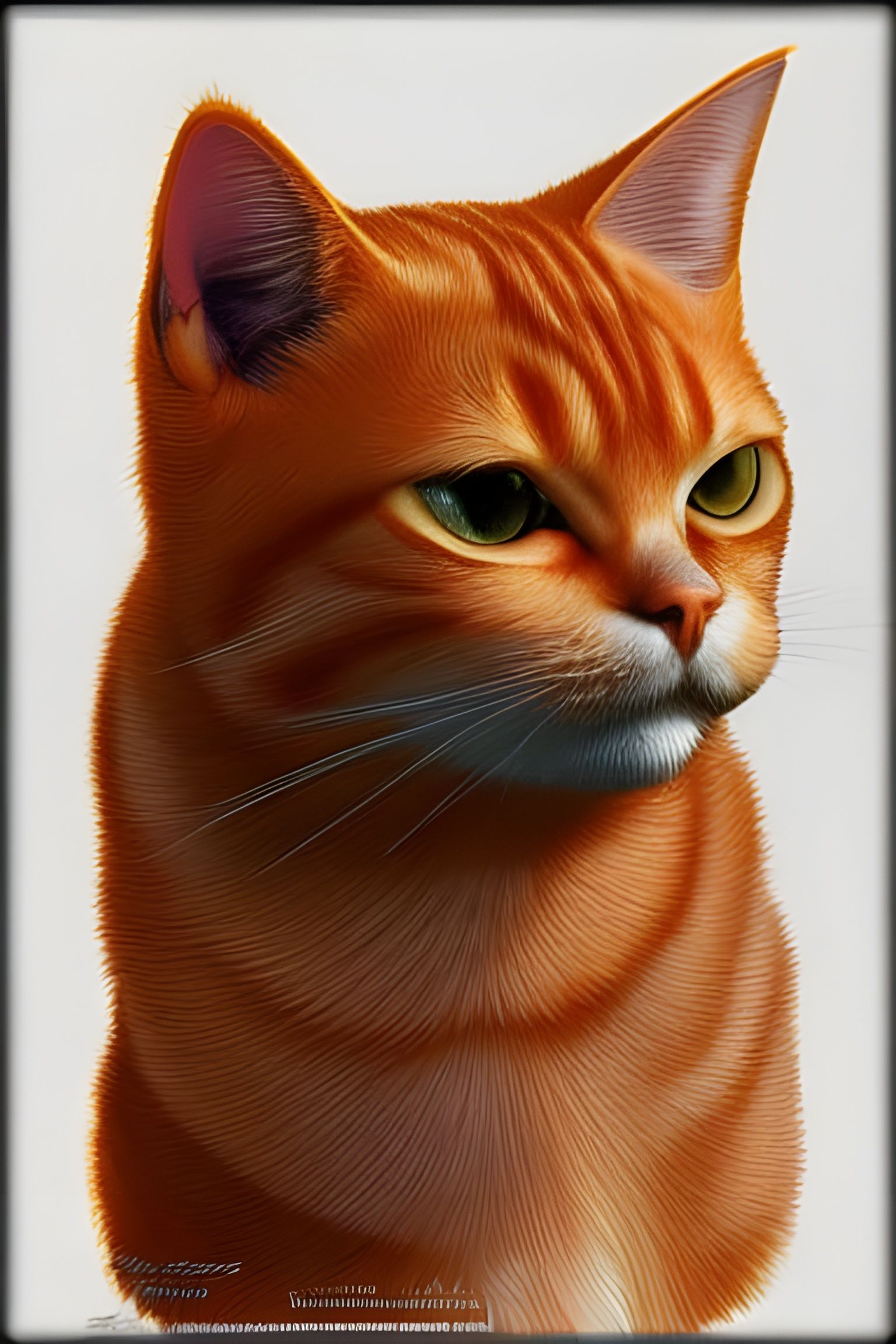 Angry Orange Tabby Cat Portrait in Noir Style