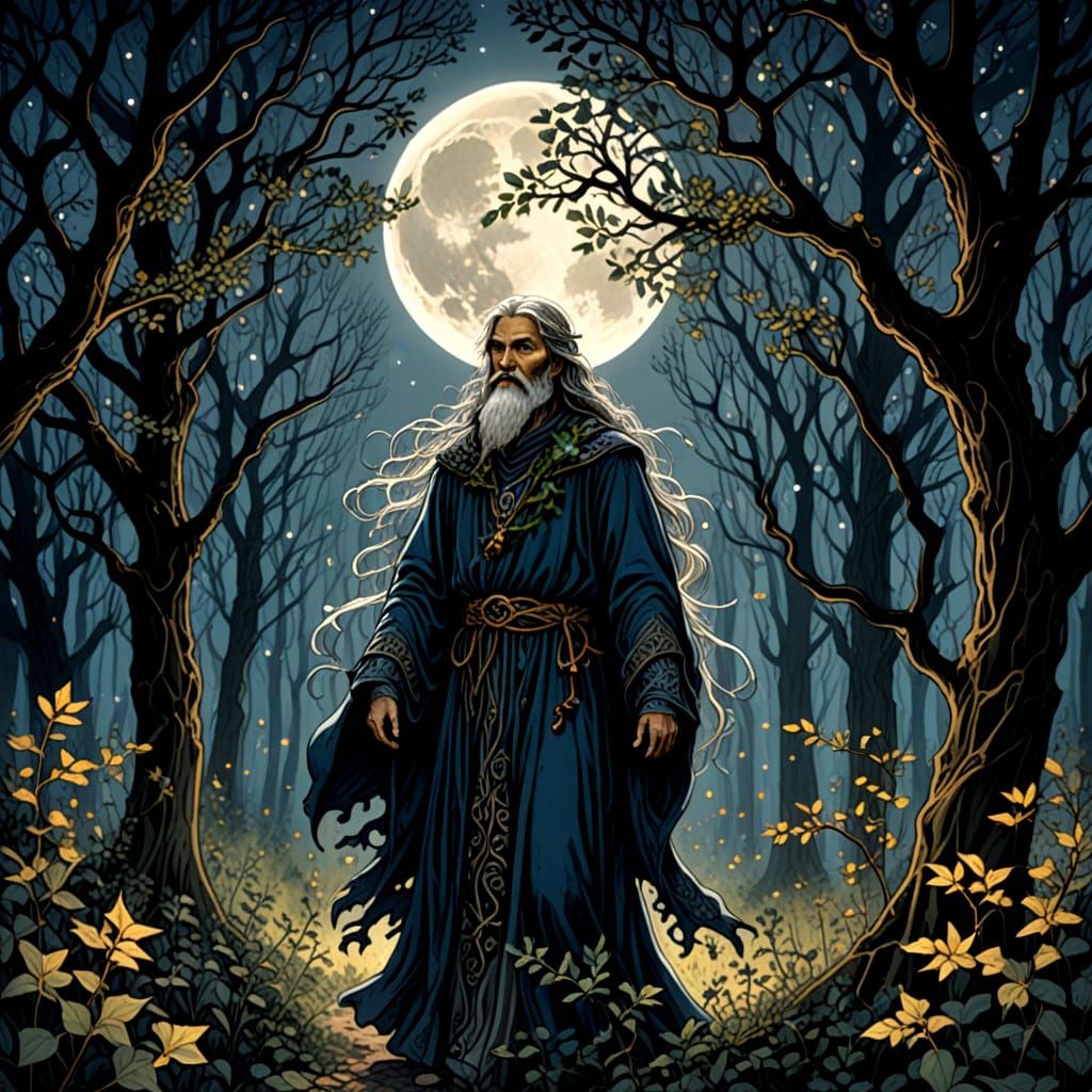 Whimsical Moonlit Ritual in Enchanted Woods