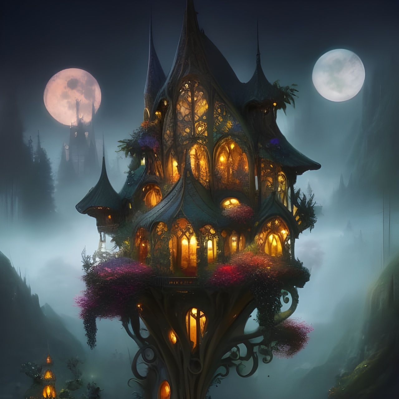 Double moon fairytale house | @somniamea