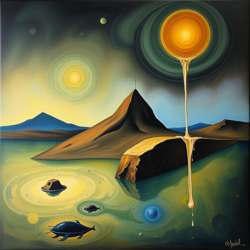 Surrealist Masterpiece in Matte Oil on Canvas