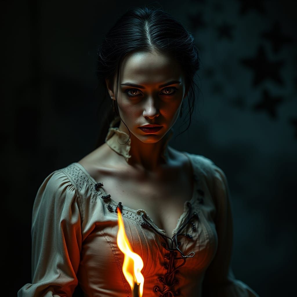 Dark Snow White in a Nightmare Landscape