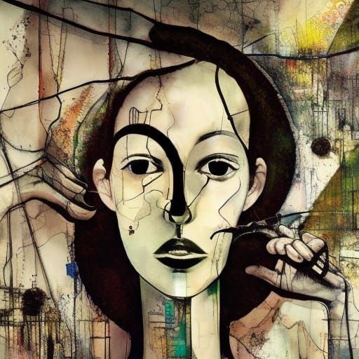 Surreal Portrait of Enraged Woman in Claymation Style