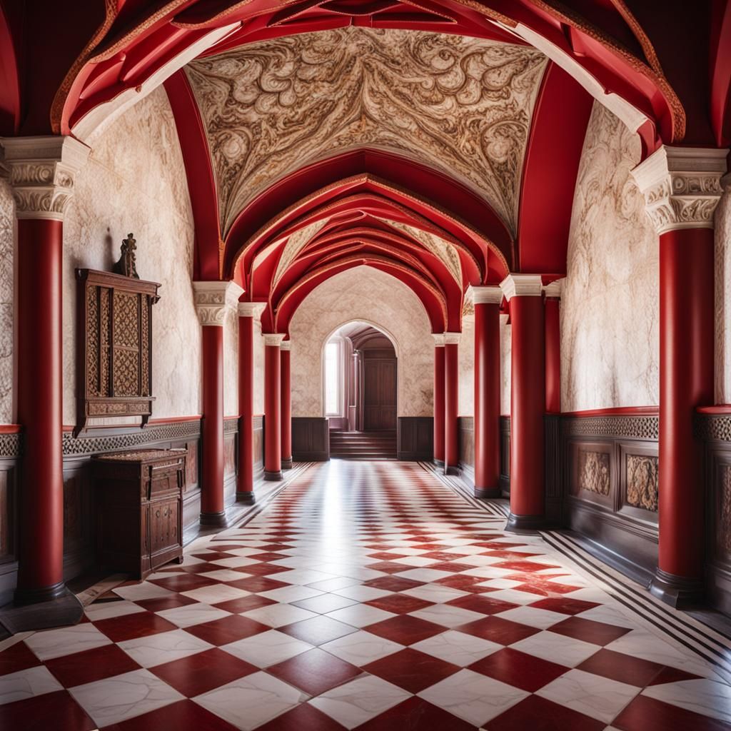 Medieval Marble Hall Leading to Royal Chamber