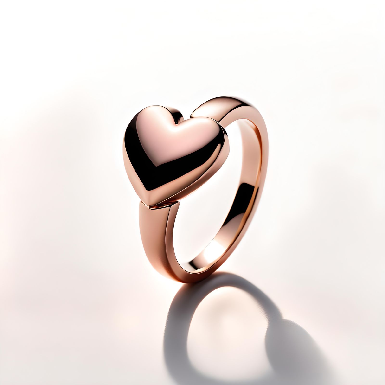 Pink Gold Heart Ring on White Surface