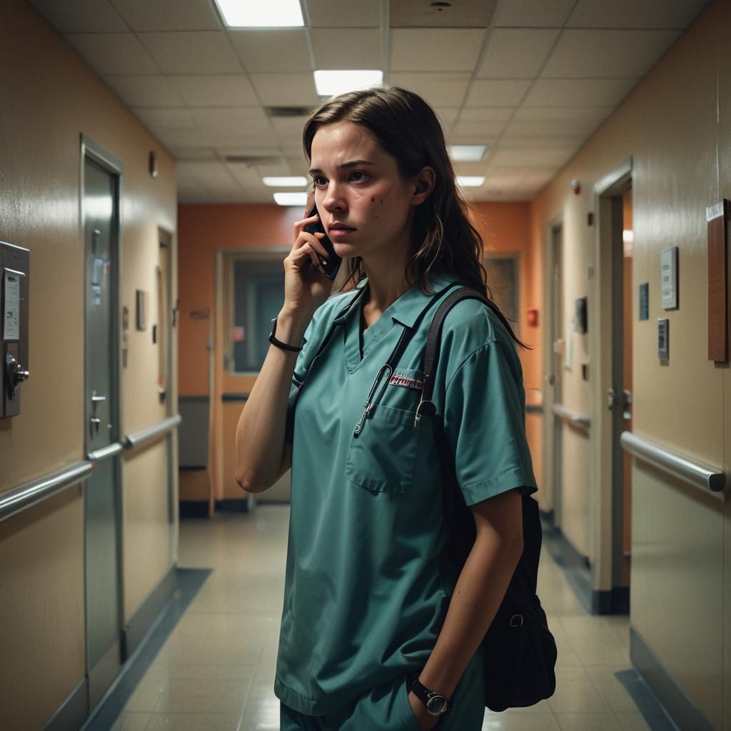 Girl Calling in Psychiatric Ward: Hyperrealistic Art