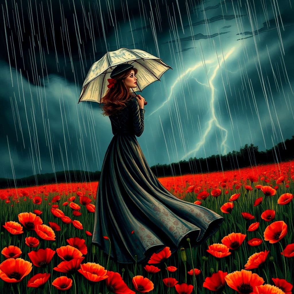 Thunderstorm in a Poppy Field