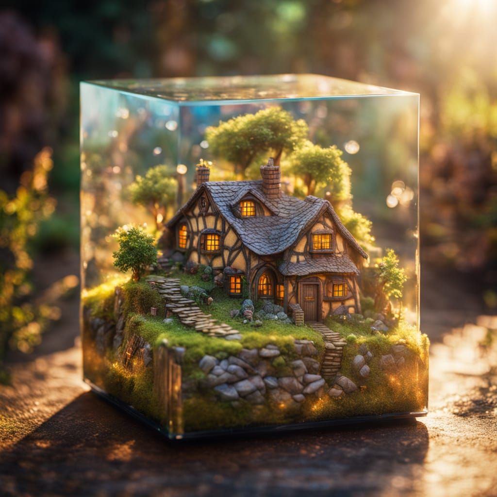 Hobbit village inside a glas cube