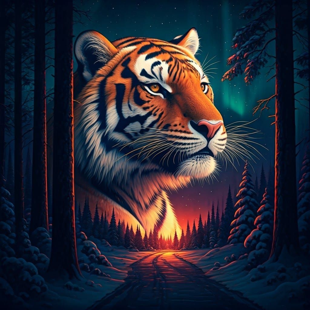 Vibrant Surreal Tiger Concertscape