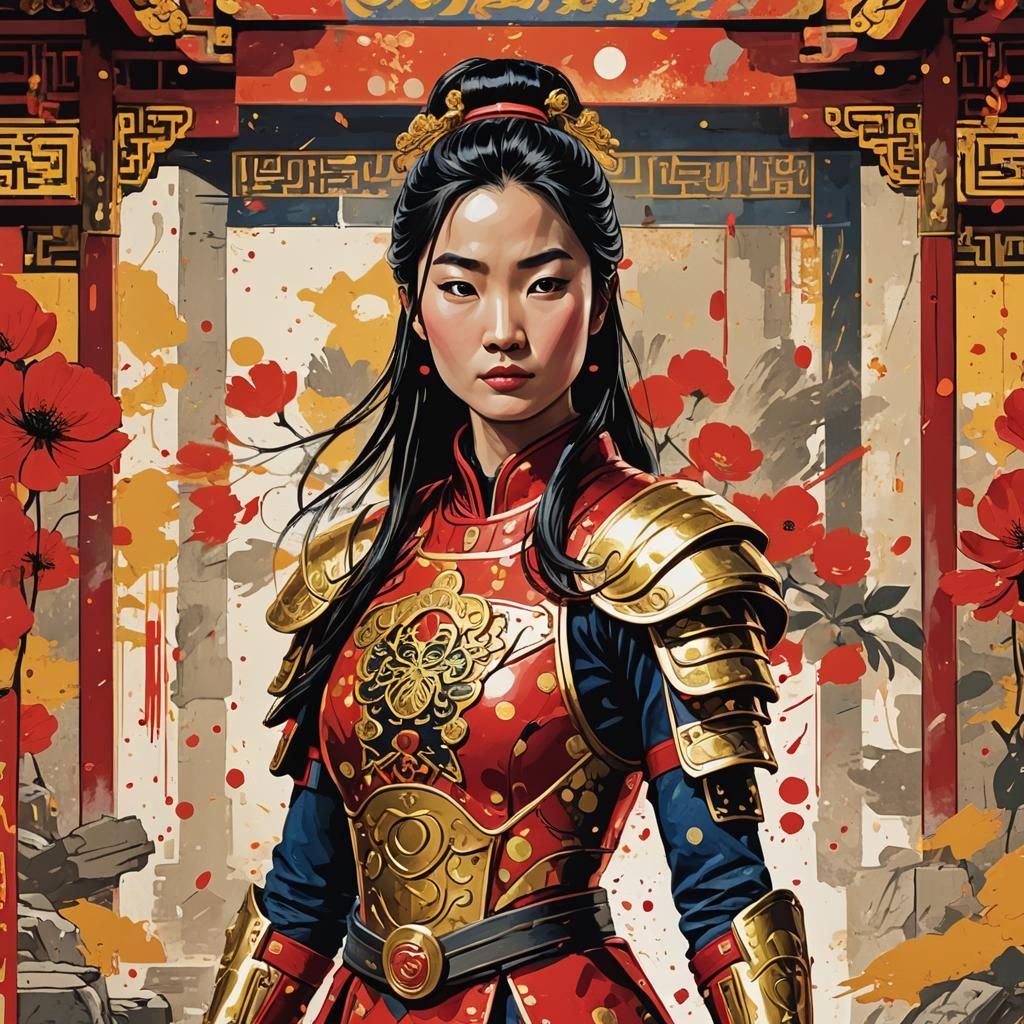 Mulan in Pop Art Style Armor
