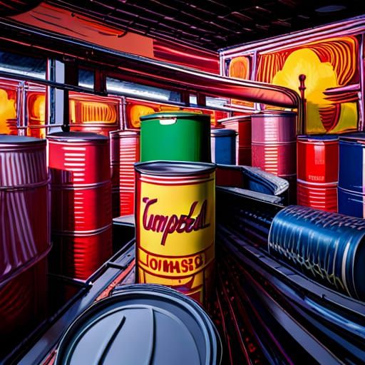 Pop Art Cans on Conveyor Belt
