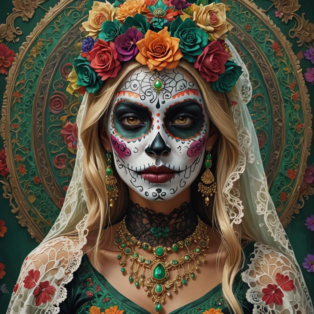 Catrina Disguise in Hyper-Realistic Digital Painting