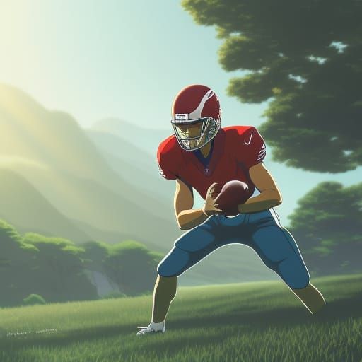 Eagles Quarterback in Studio Ghibli Anime Style