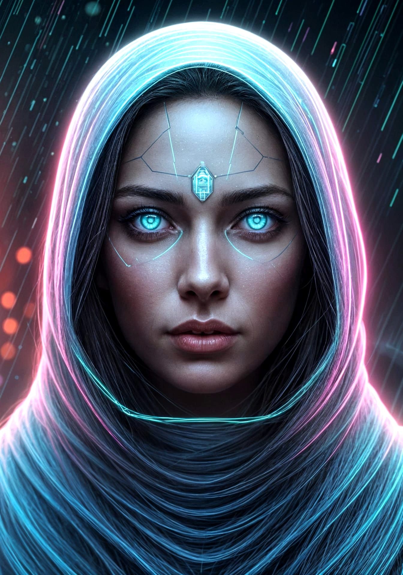 Cyberpunk Portrait with Holographic Accents