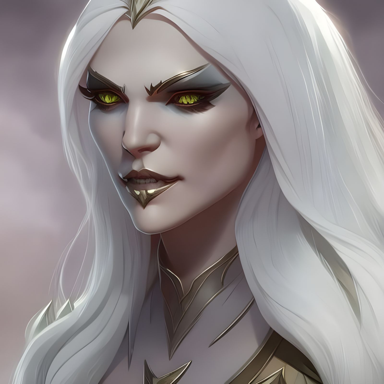 Pale Orc Portrait in Hyperdetailed Style
