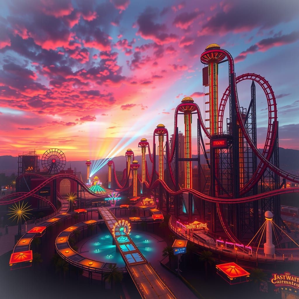 Dazzling Roller Coasters Light Up the Night