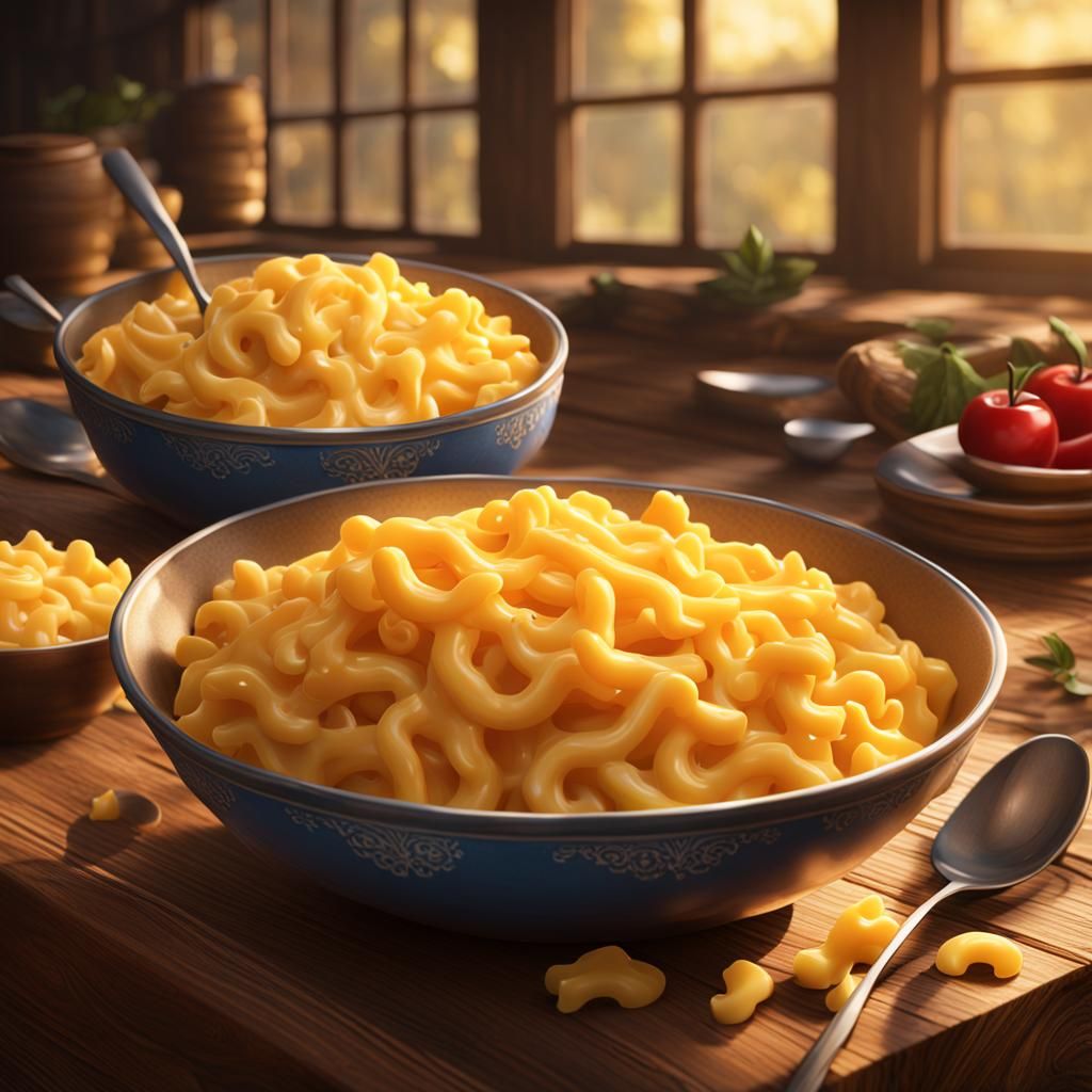 Mac and Cheese Still Life, Digital Art