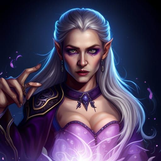 Female Elf Wizard Wielding Octarine Magic