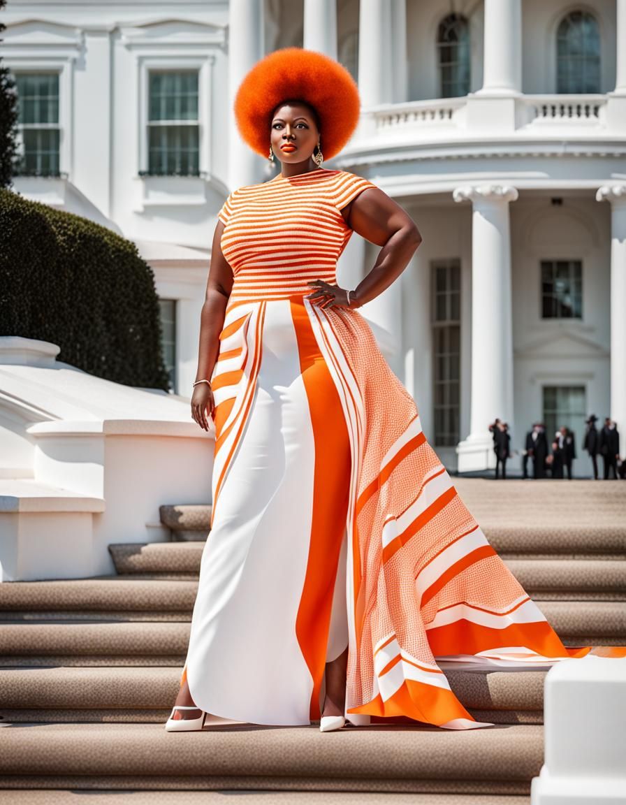 Afrofuturistic Woman on White House Steps