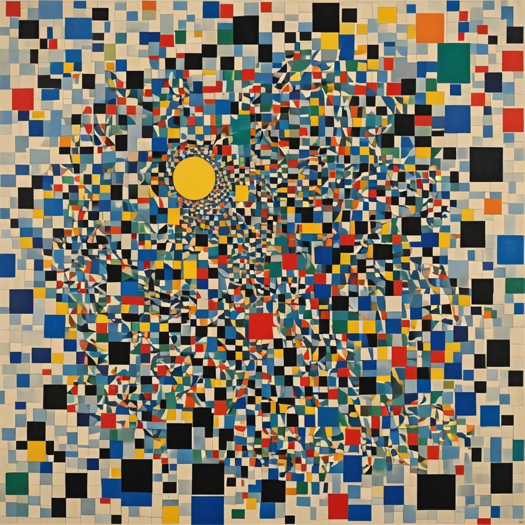 Moscow Sunrise in Suprematist Op Art Style