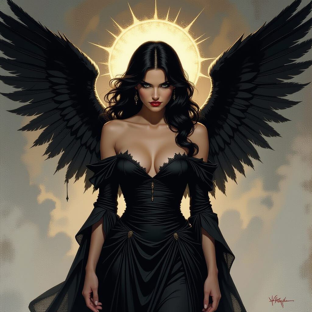 Dark Angel in Frazetta-esque Fantasy Style