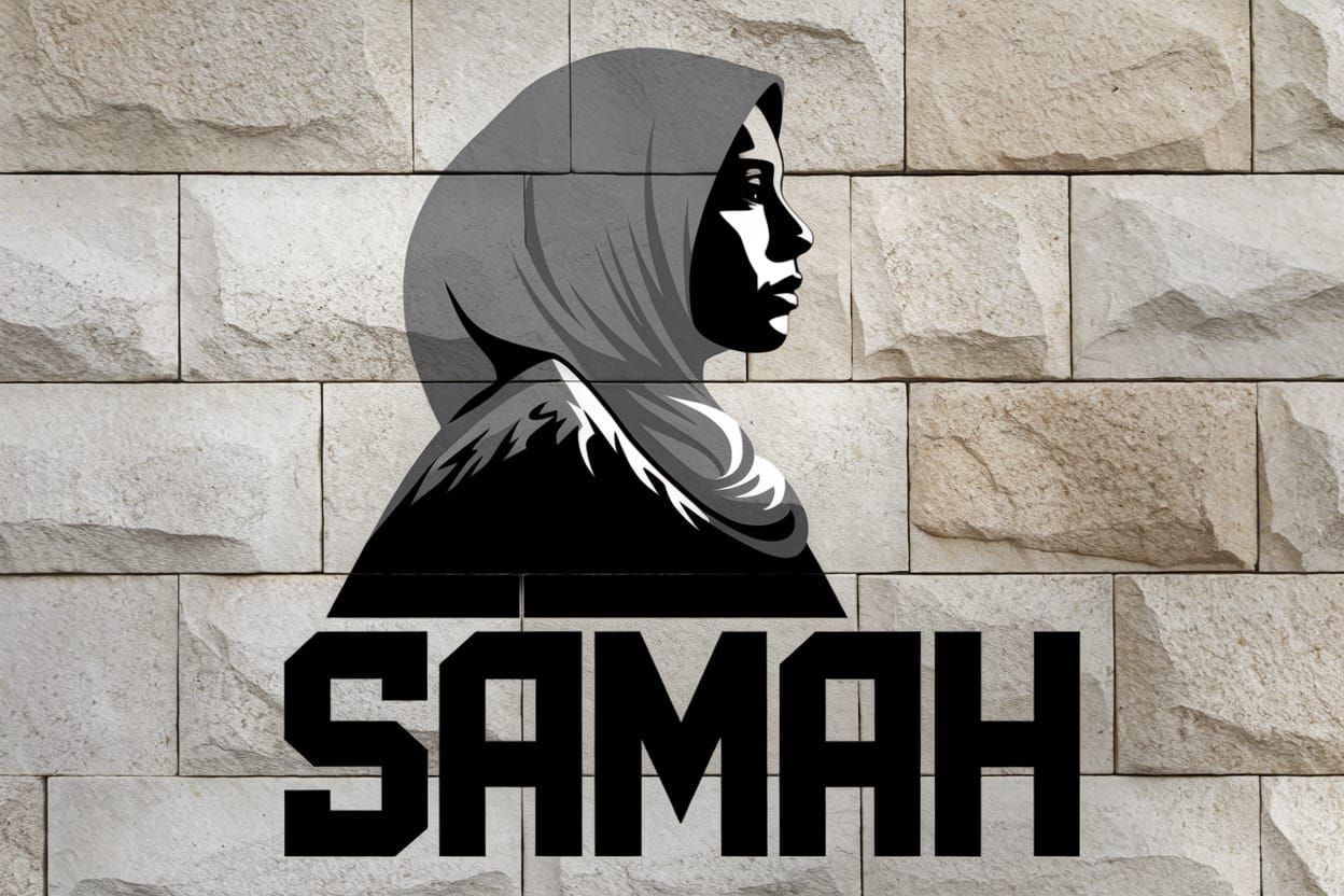 Palestinian Woman Stencil Graffiti Art on Stone Wall