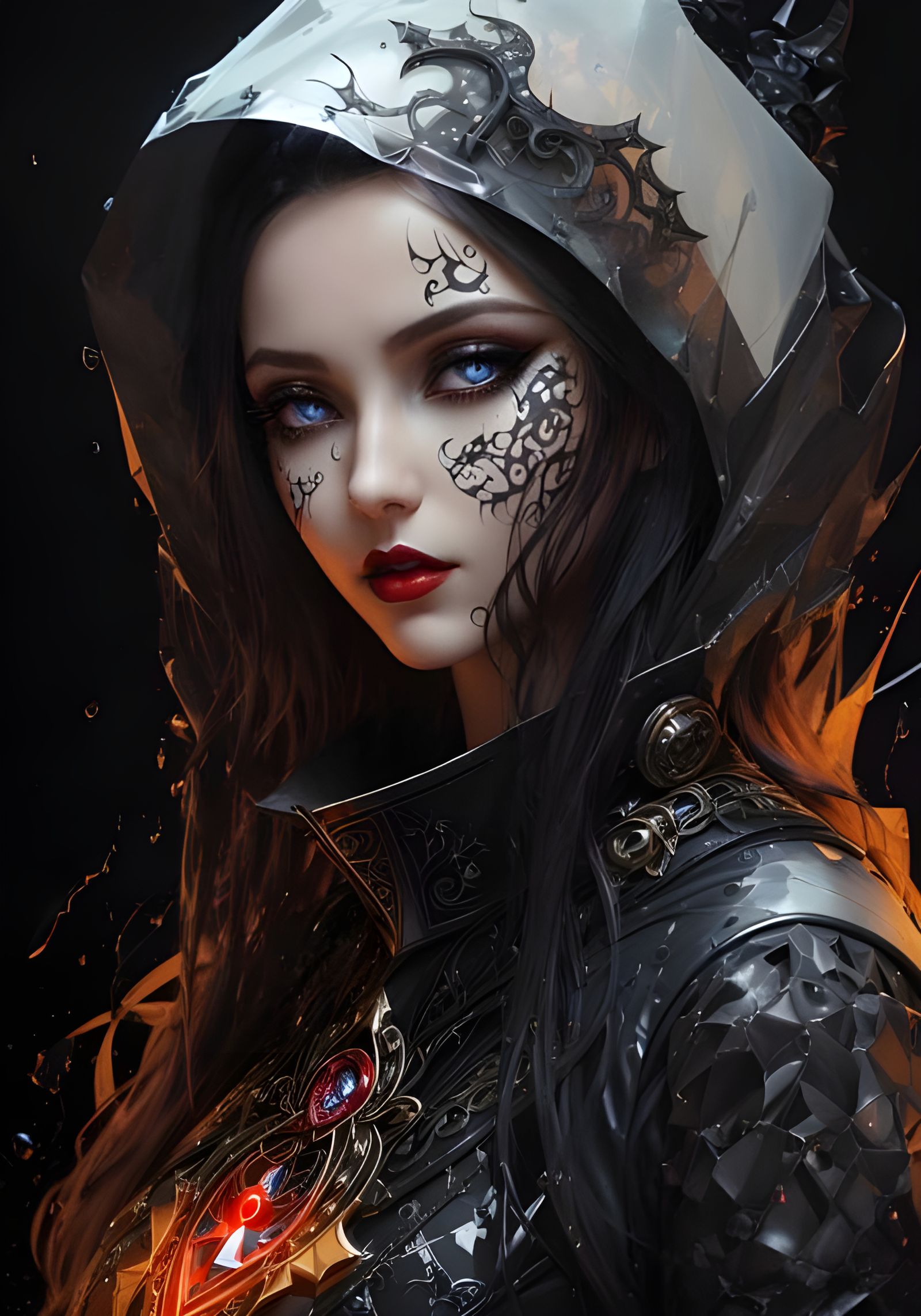 Biohazard Woman Portrait with Lovecraftian Elements