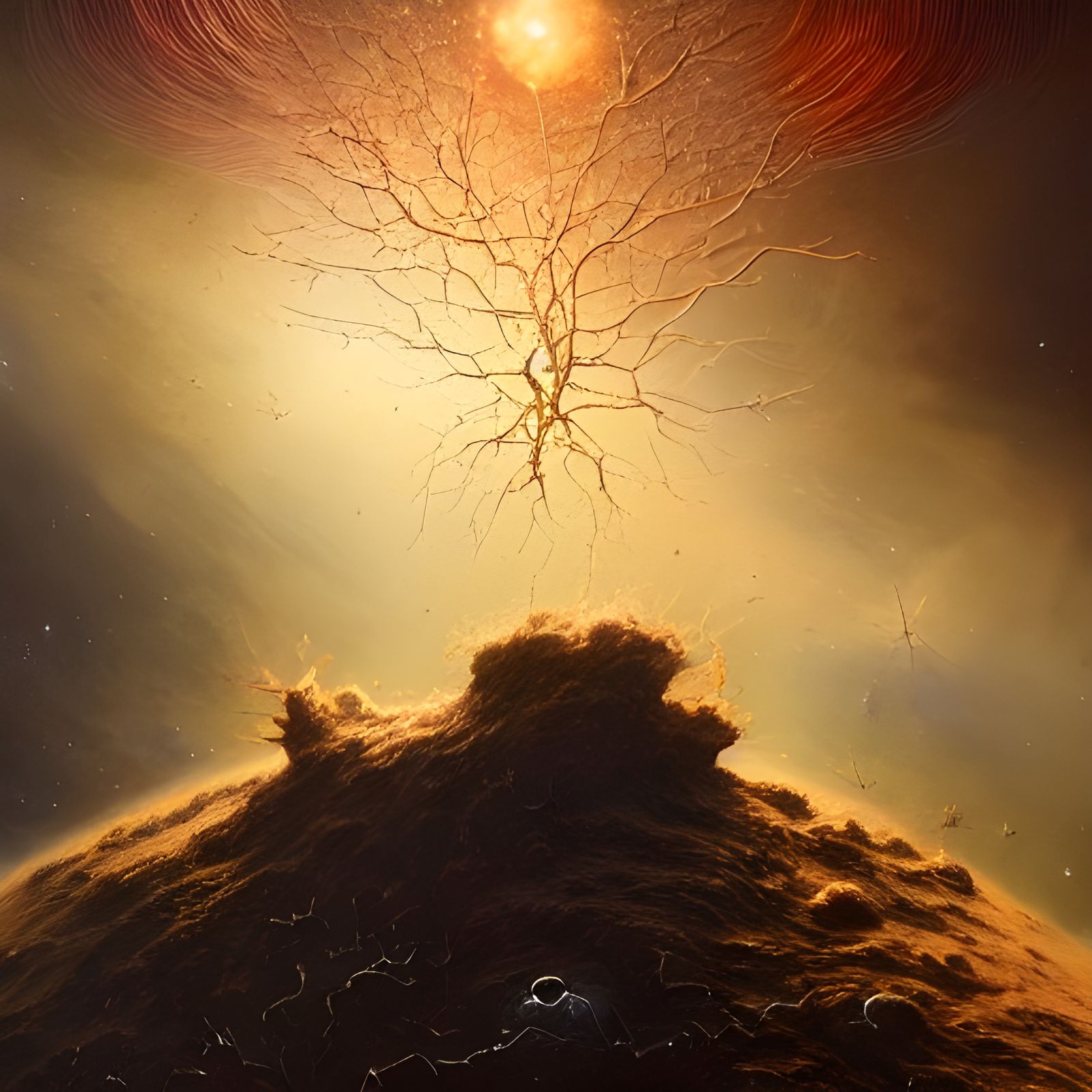Dendritic Cosmic Space: Hyper-realistic Astral Illustration