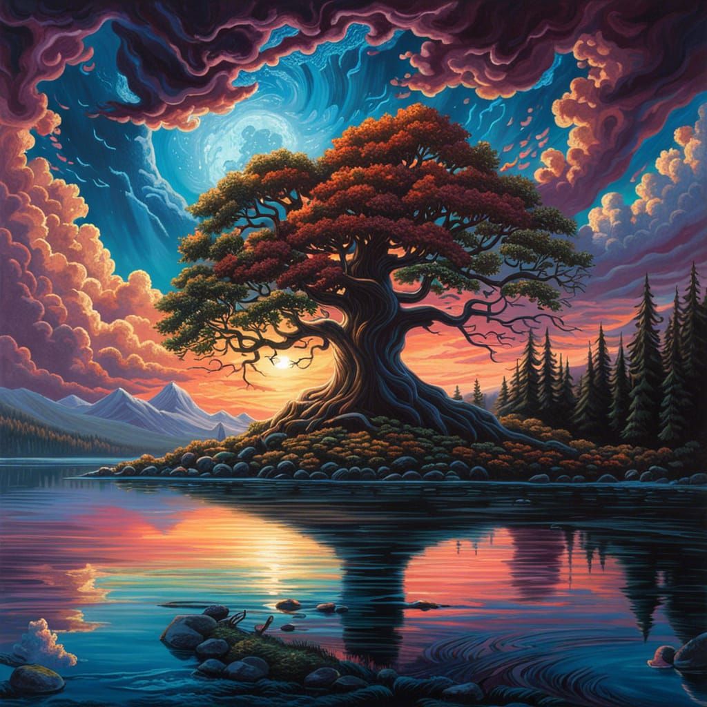 Cosmic Tree of Life Fantasy Painting