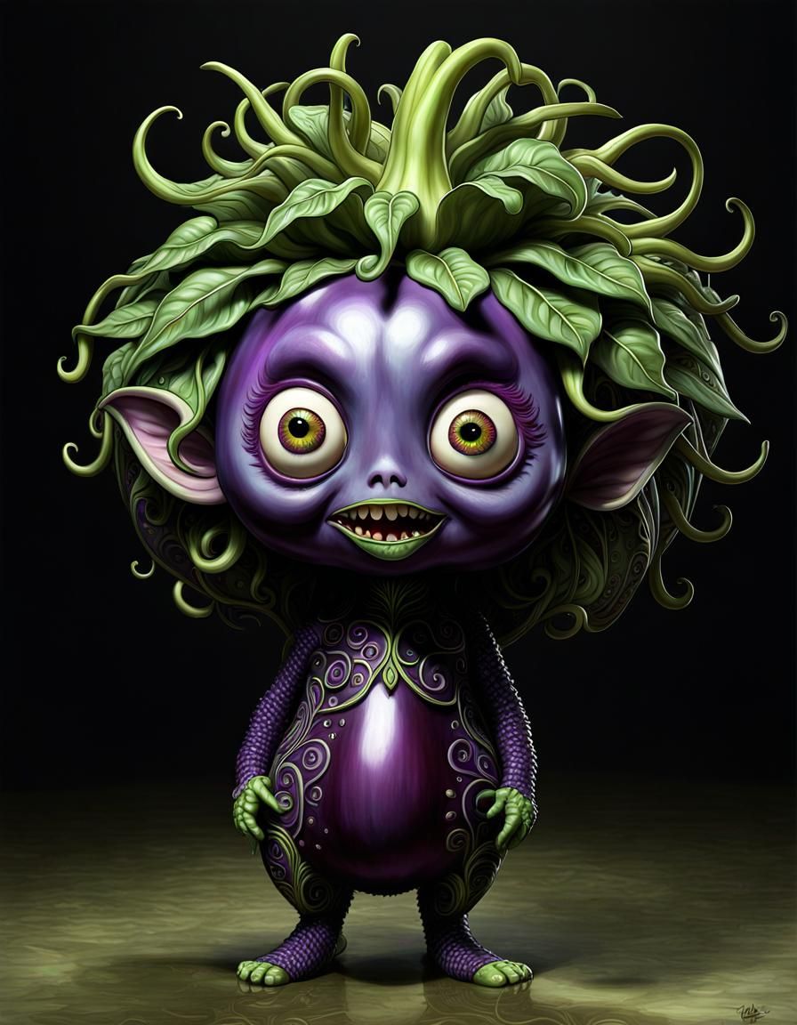 Psychedelic Eggplant Monster Bobblehead by Tim Burton