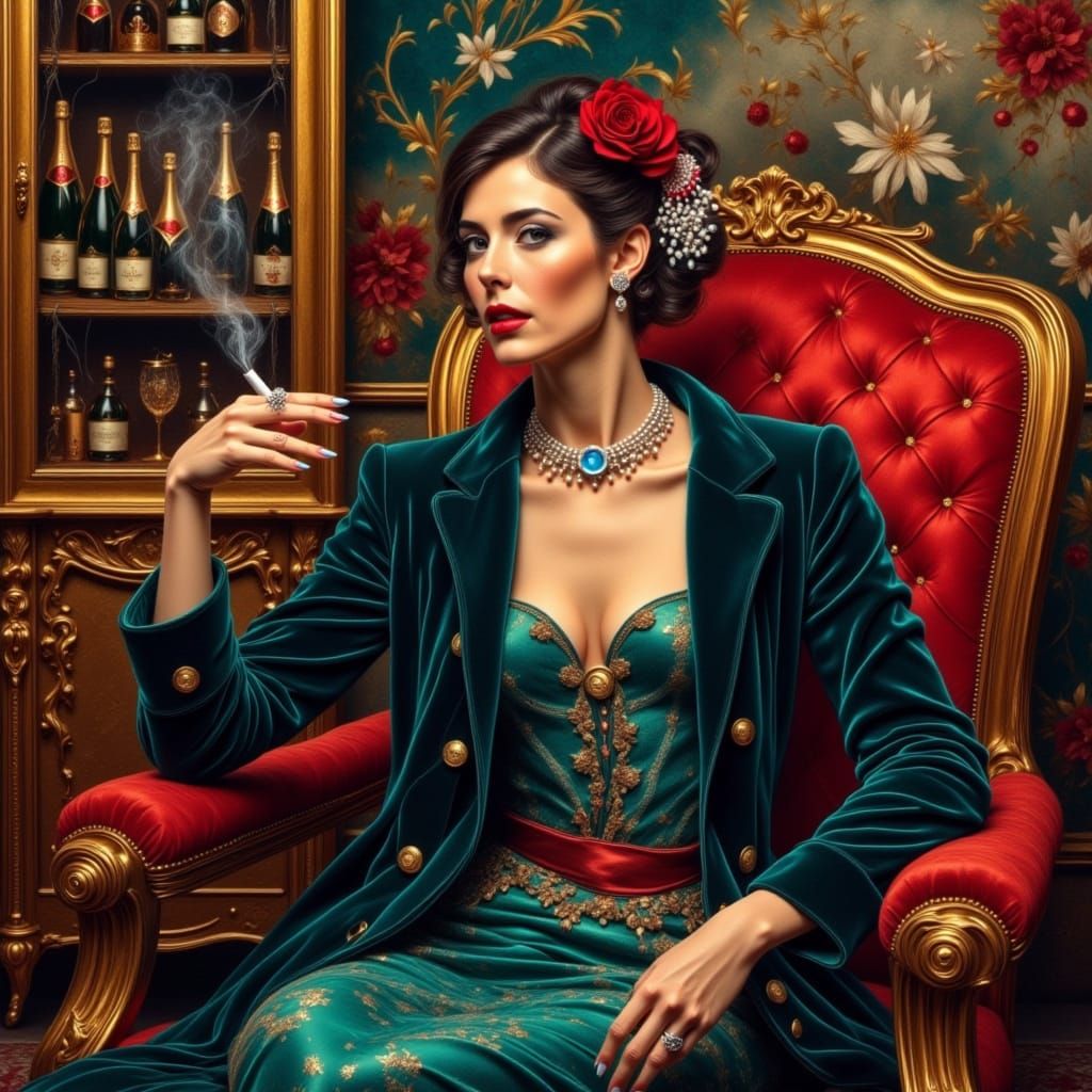 Elegant Woman in Lavish Opulence
