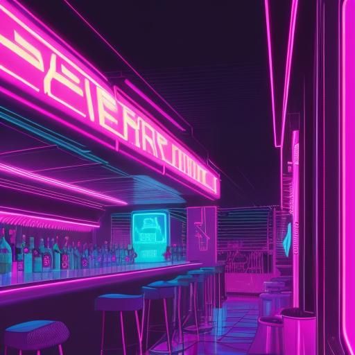 Synthwave Neon Drinks in Retro Style
