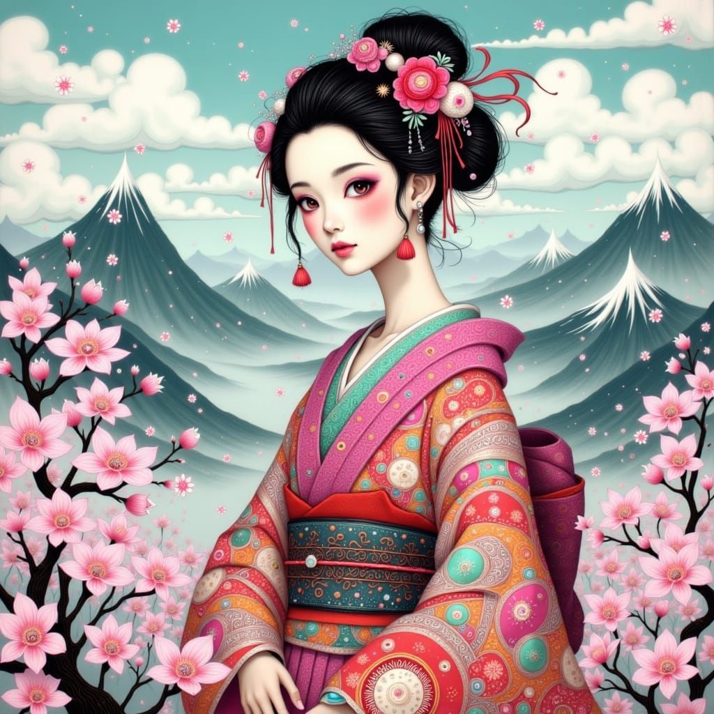 Ototachibana Princess in Cherry Blossom Landscape