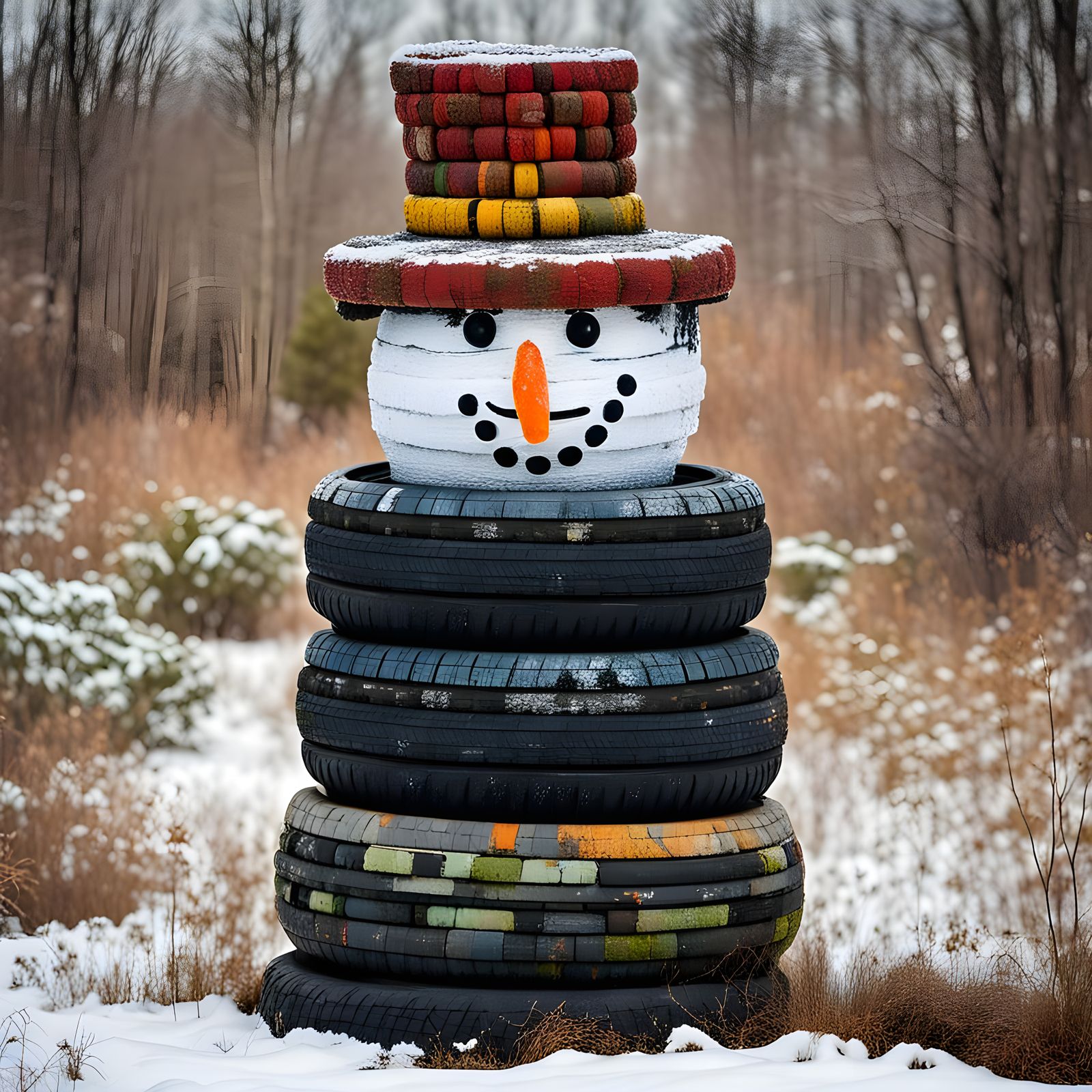 Whimsical Winter Sculpture in Eco-Friendly Art Style