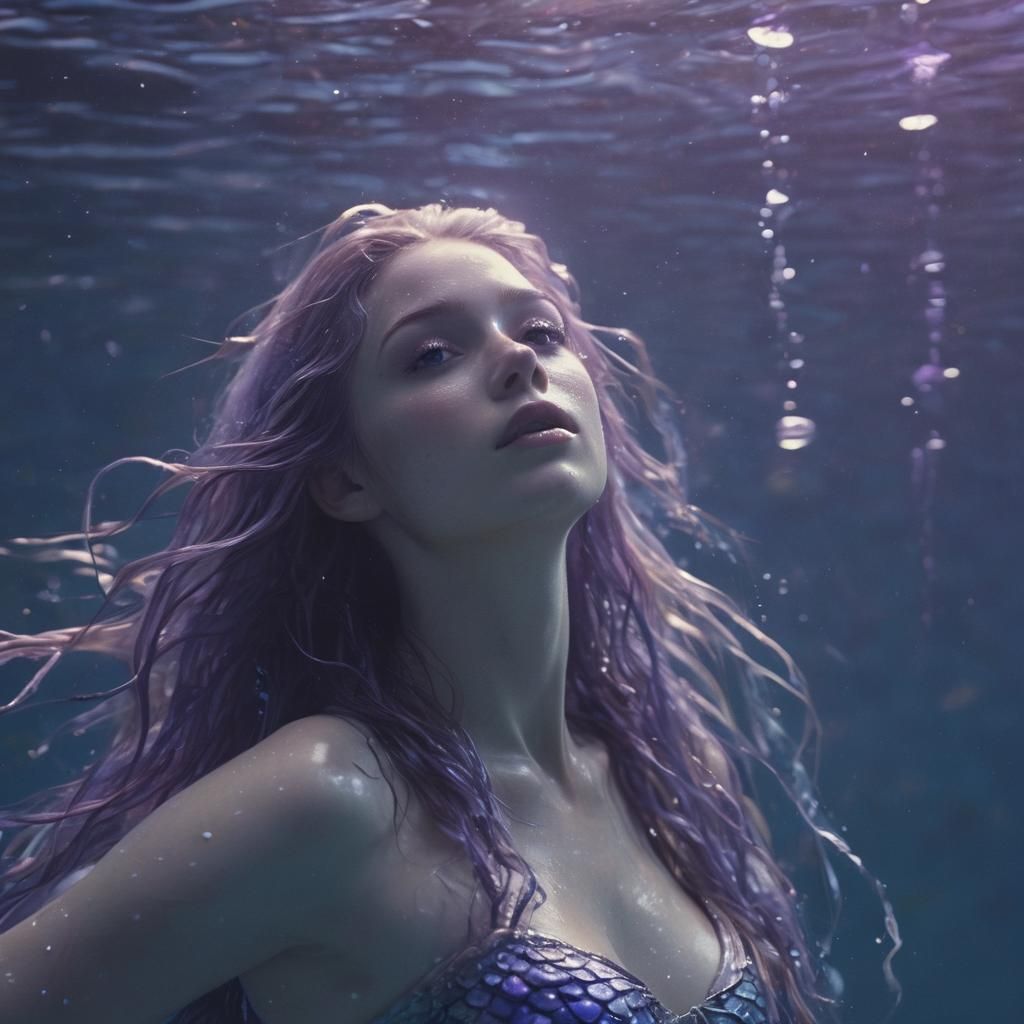 Cinematic Mermaid underwater in Hyperrealistic 3D Style